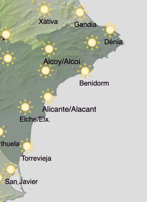 Alicante weather forecast December 19-22: The sunshine continues into the weekend in the province