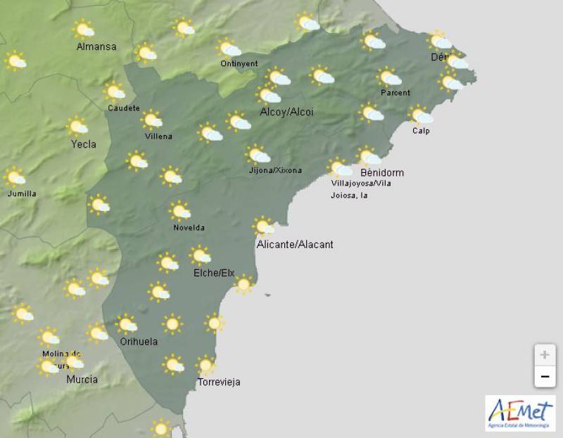 Alicante weather forecast Feb 10-13: Widespread showers with rising temperatures