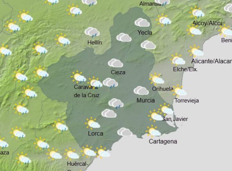 This is when the rain hits Murcia this week: Weather forecast February 10-16